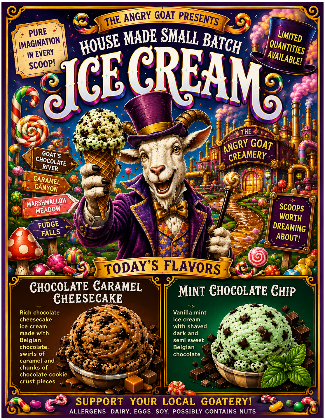 Current Angry Goat small batch ice cream flyer